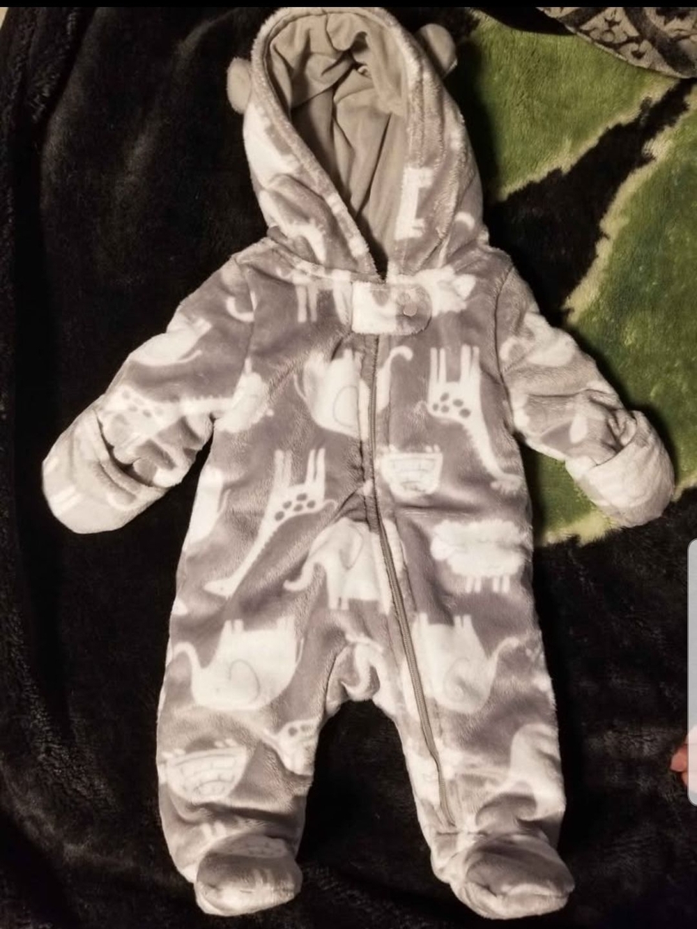 Newborn Animal Print Fleece One-Piece Snowsuit
